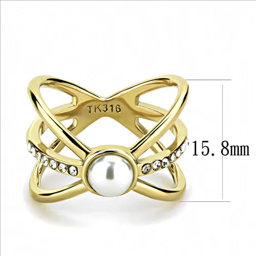 CJE3522 Wholesale Stainless Steel IP Gold (Ion Plating) Women Synthetic White ring