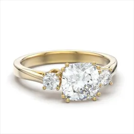 CJE3674 Wholesale Women's Stainless Steel IP Gold AAA Grade CZ Clear Three Stone Ring