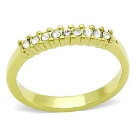 CJG1446 Wholesale Channeled Crystal Gold Plated Stainless Steel Ring