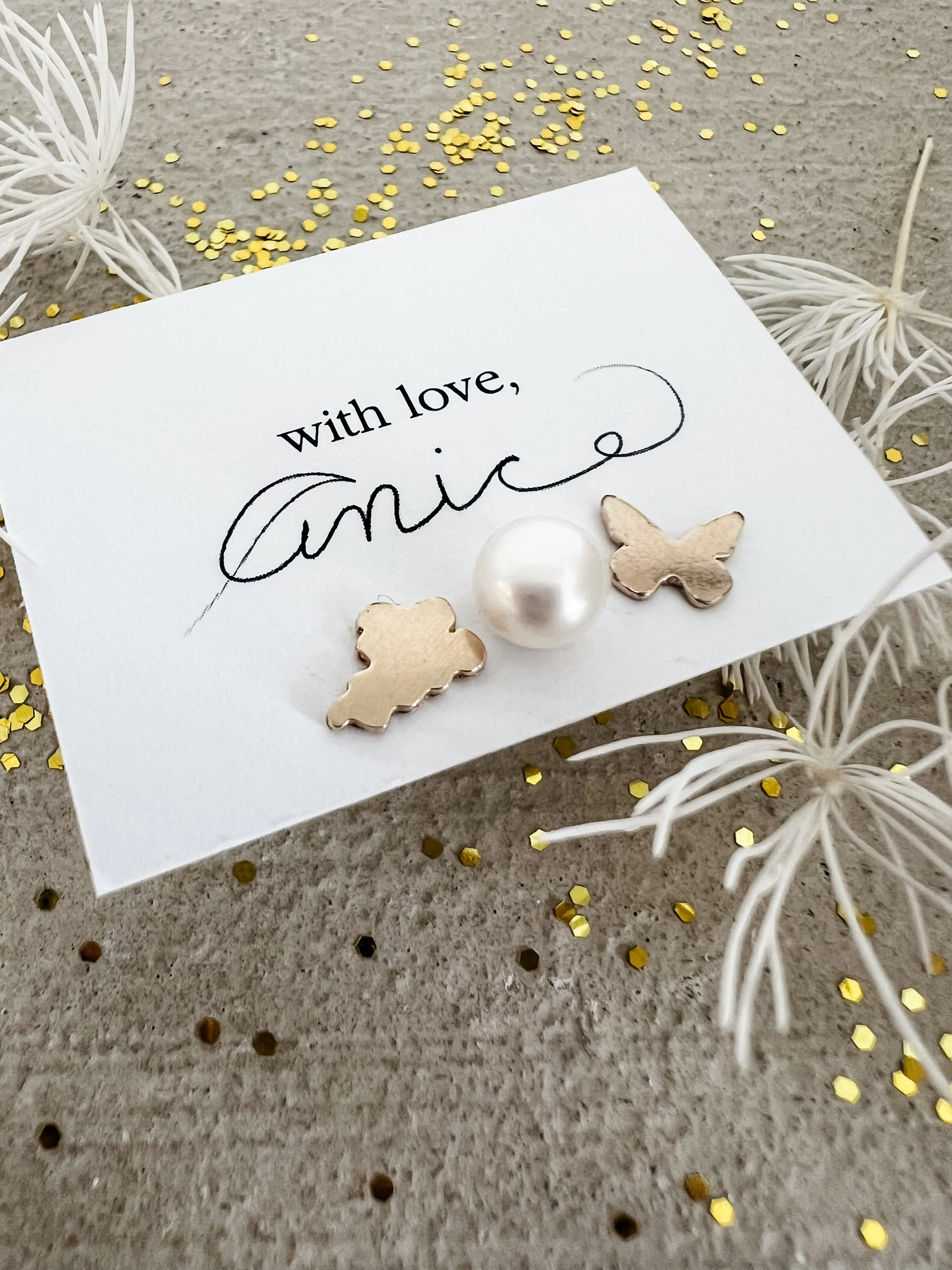 Cloud Pearl Butterfly Stud Bundle