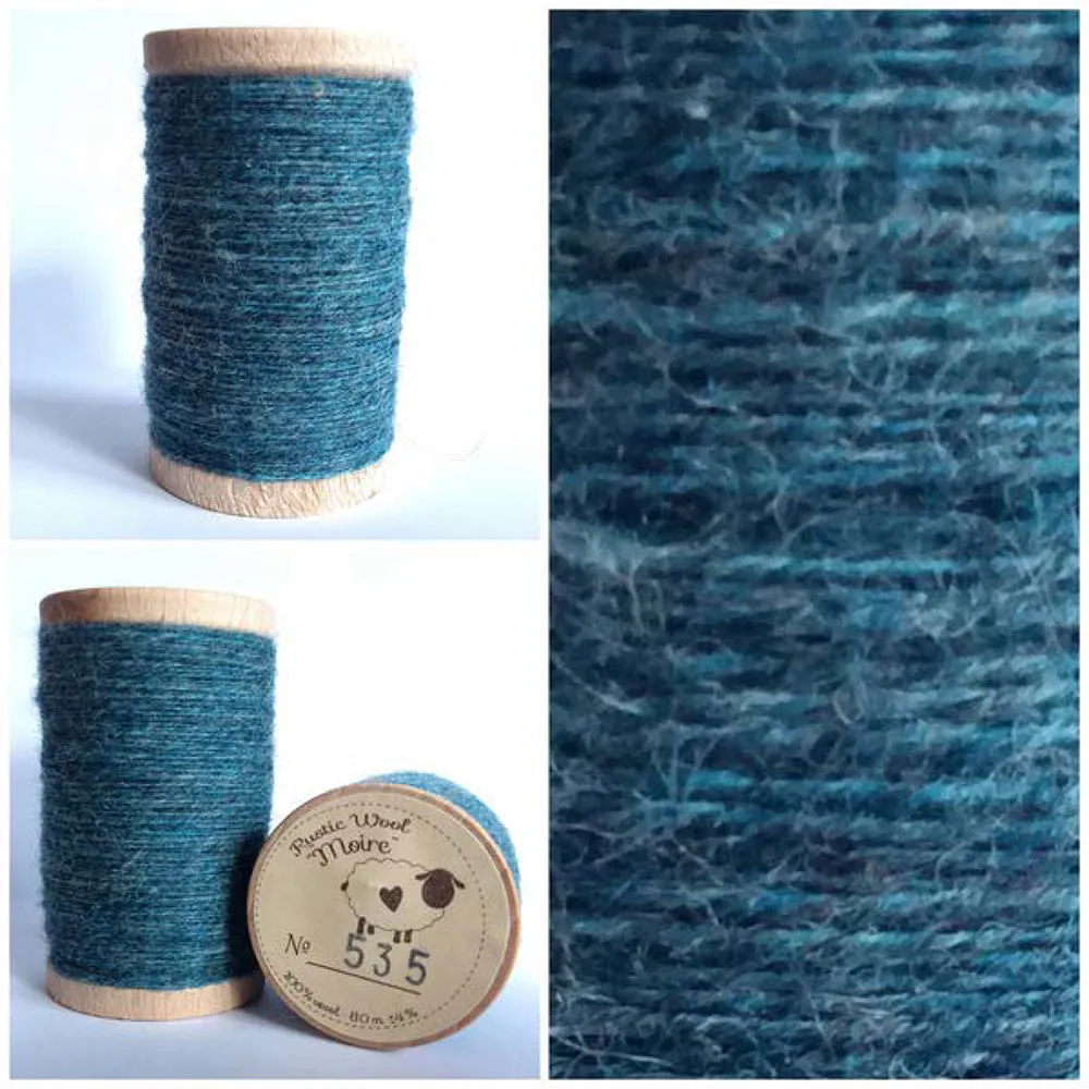 COASTAL BLUE Hand Dyed Fat EIGHTH Wool Fabric fo Wool Applique and Rug Hooking