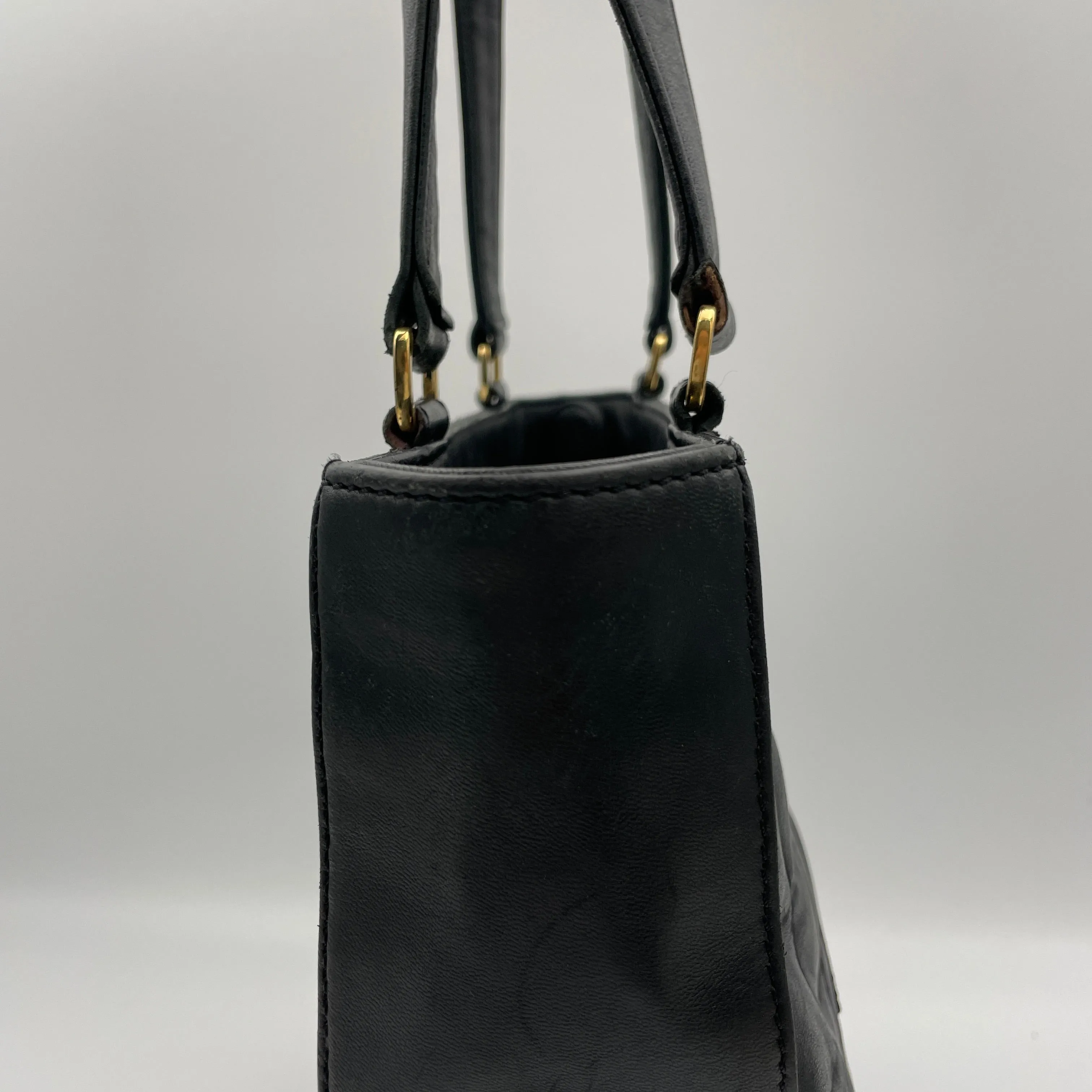 Coco Bar Black Tote Bag in Lambskin, Gold hardware