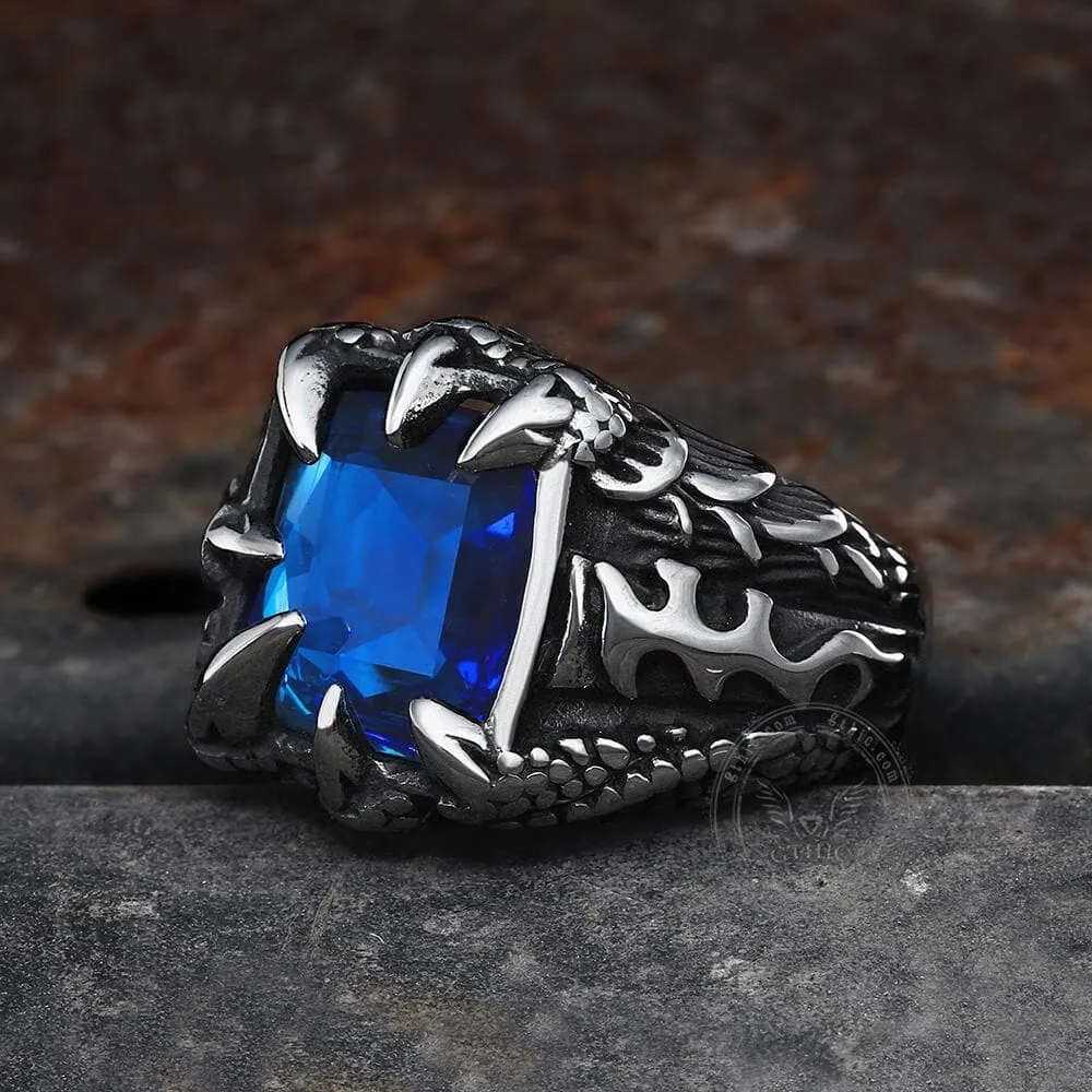 Cool Dragon Claw Stainless Steel CZ Ring