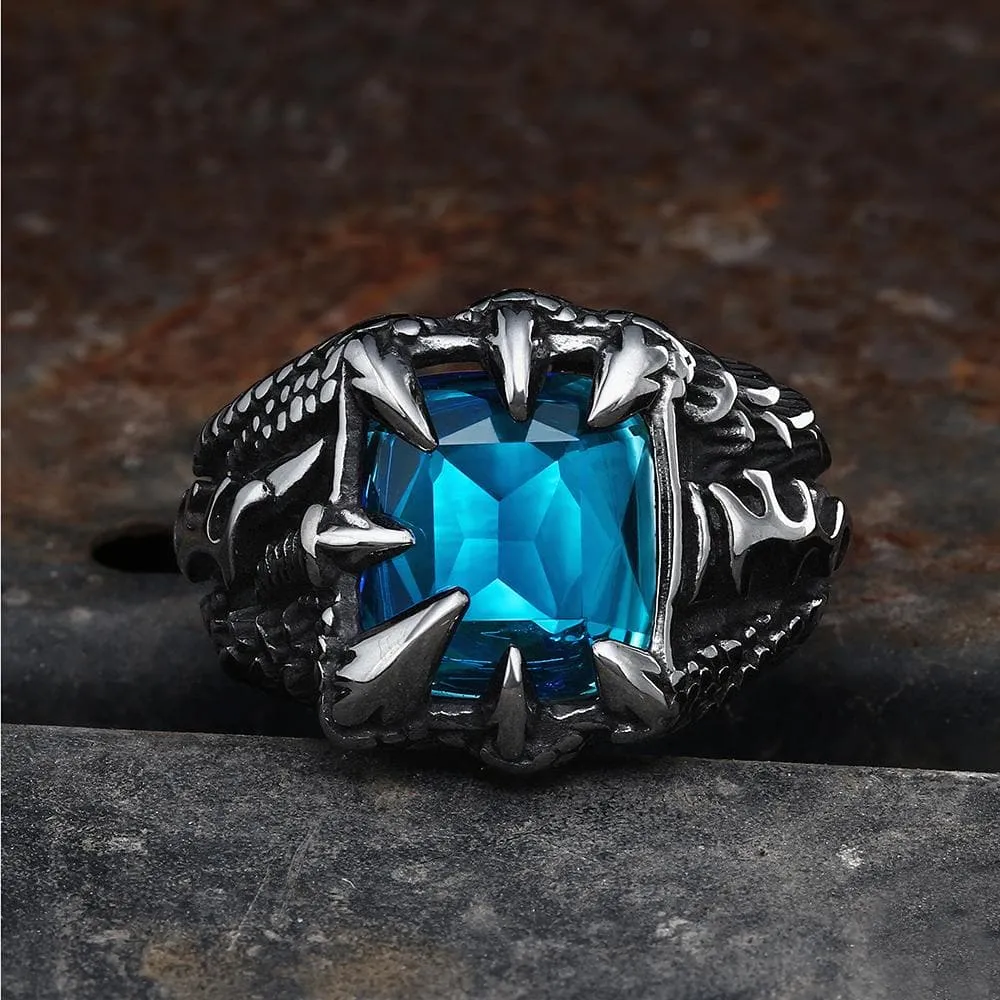 Cool Dragon Claw Stainless Steel CZ Ring