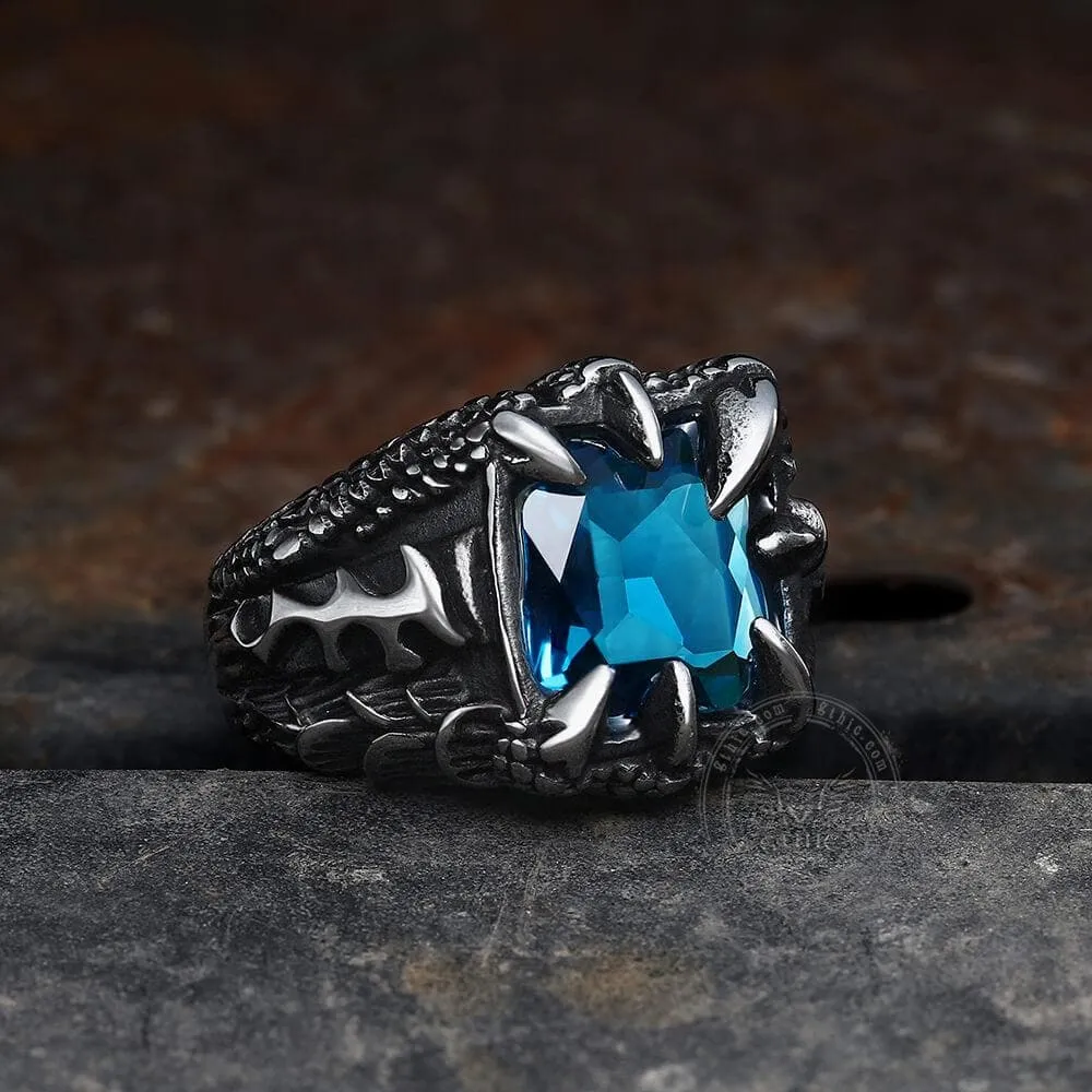 Cool Dragon Claw Stainless Steel CZ Ring