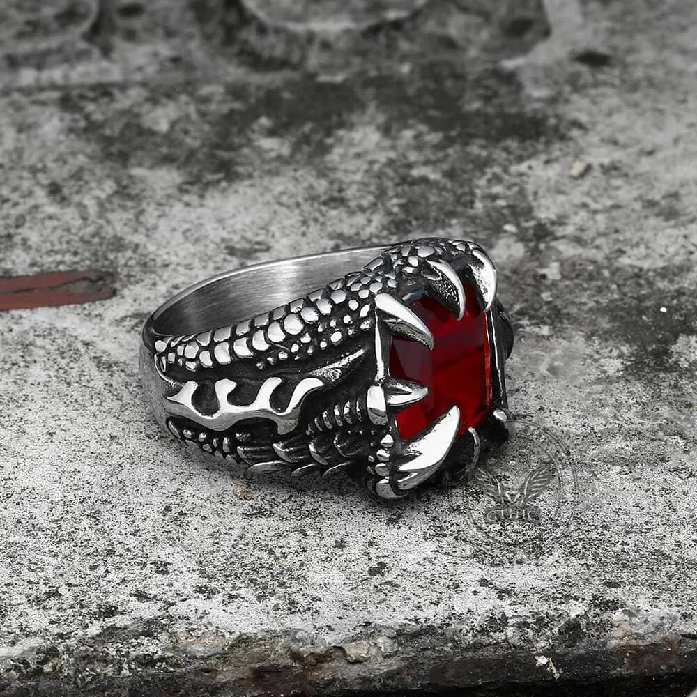 Cool Dragon Claw Stainless Steel CZ Ring