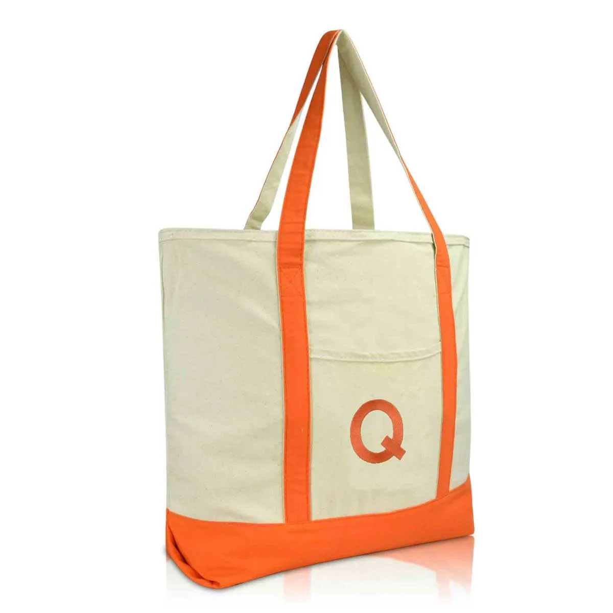 Dalix Initial Tote Bag Personalized Monogram Zippered Top Letter - Q