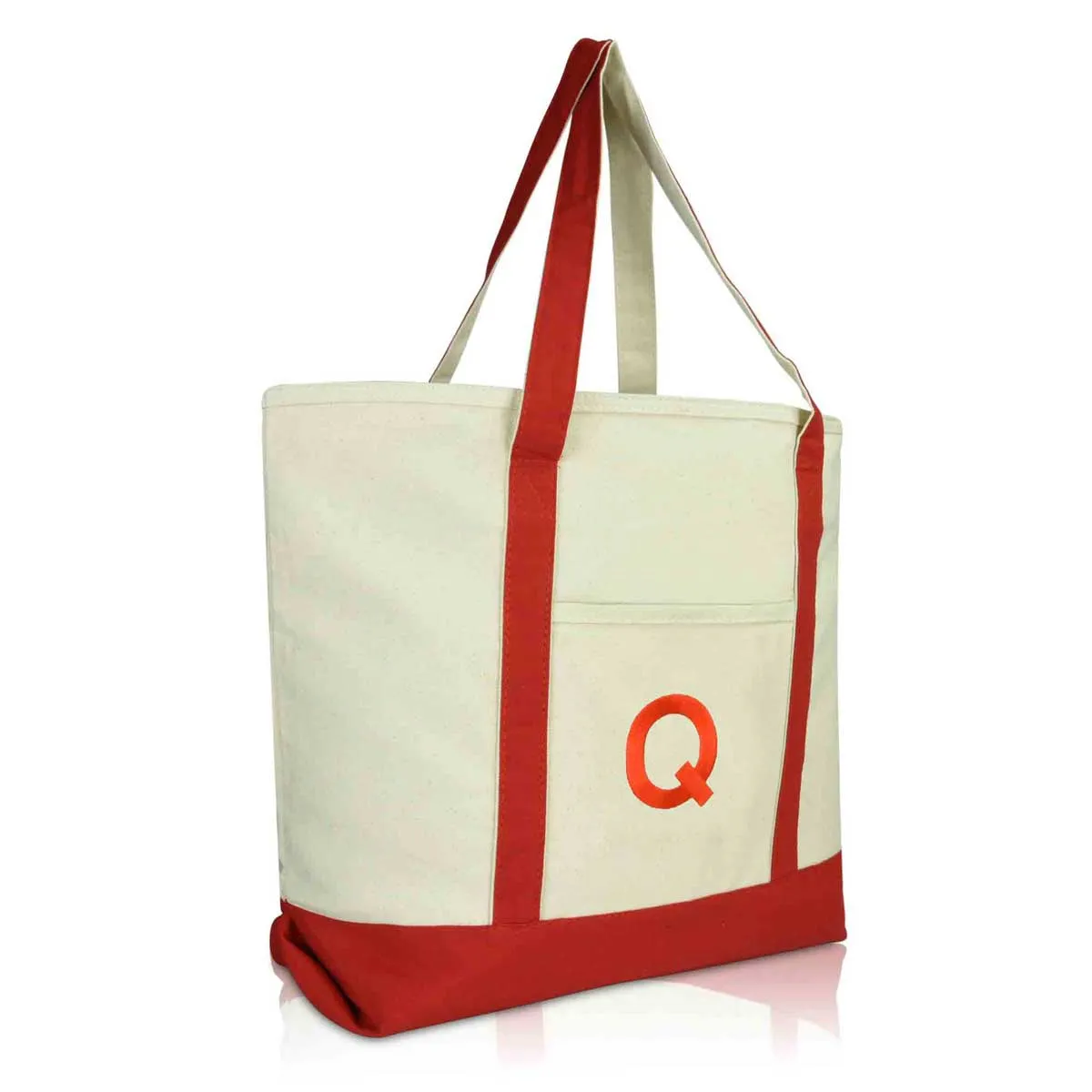 Dalix Initial Tote Bag Personalized Monogram Zippered Top Letter - Q