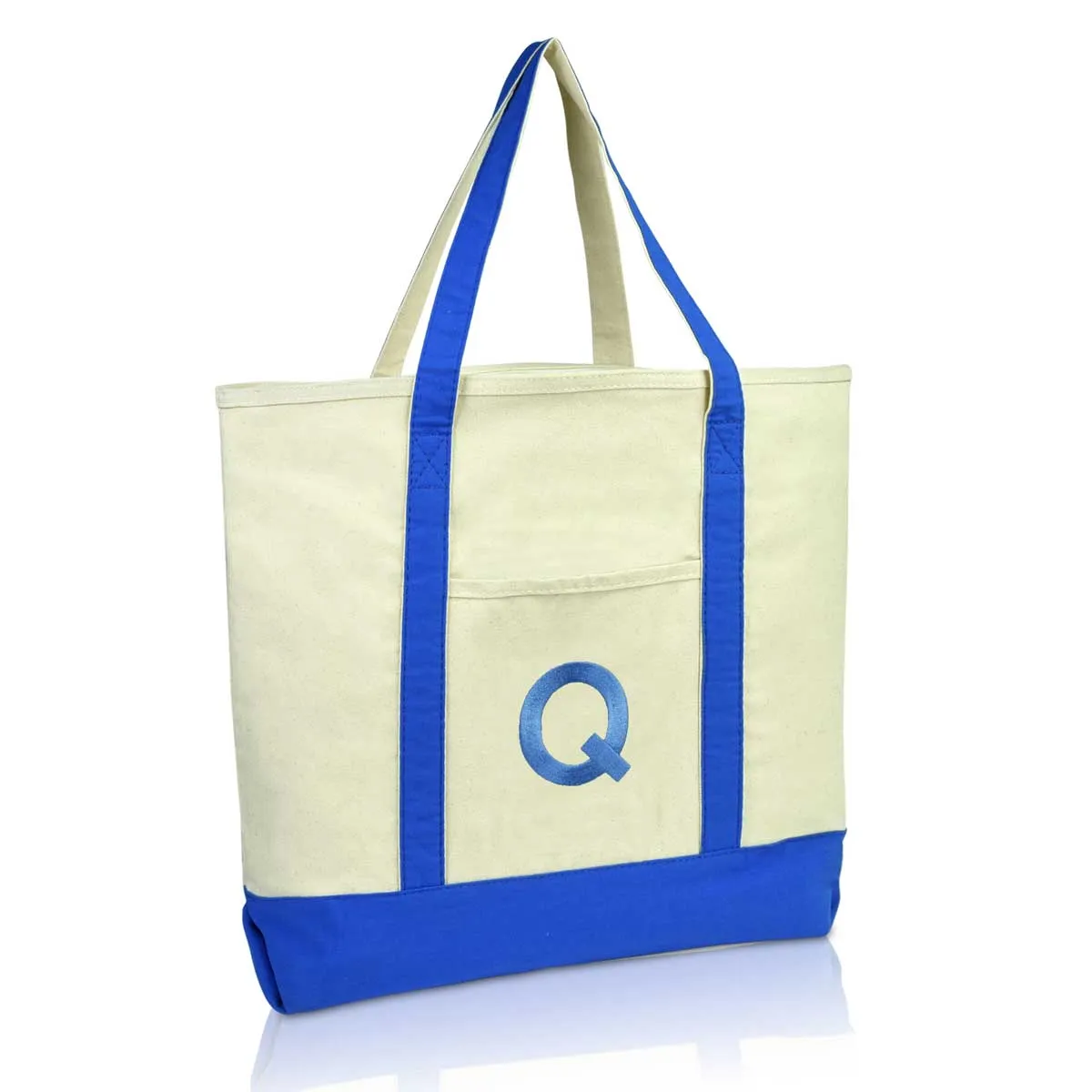 Dalix Initial Tote Bag Personalized Monogram Zippered Top Letter - Q