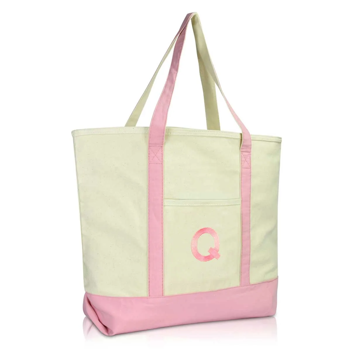 Dalix Initial Tote Bag Personalized Monogram Zippered Top Letter - Q