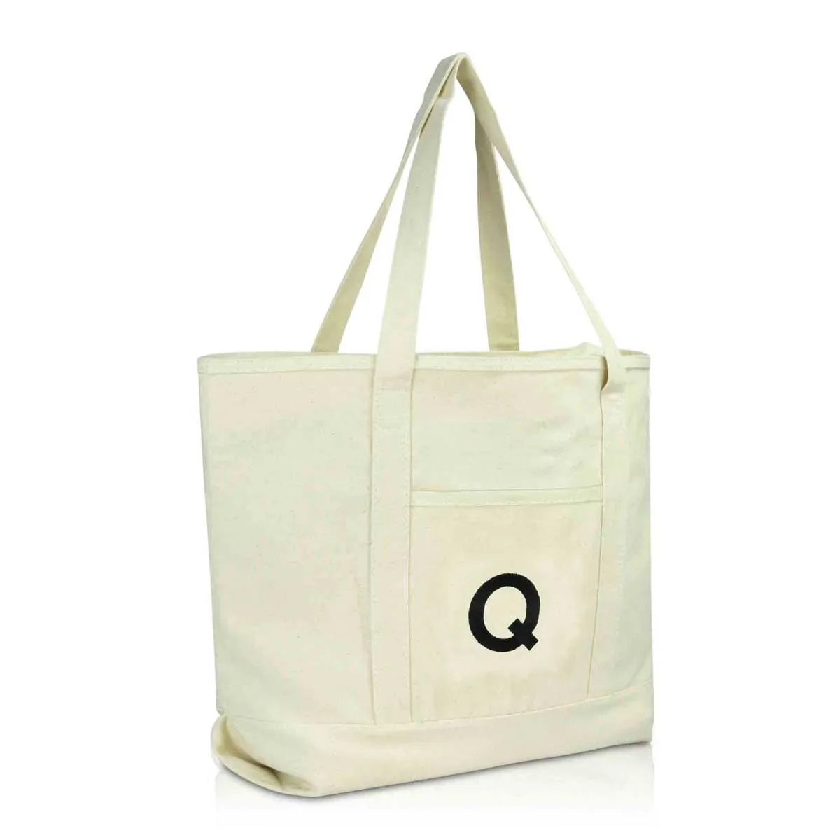 Dalix Initial Tote Bag Personalized Monogram Zippered Top Letter - Q