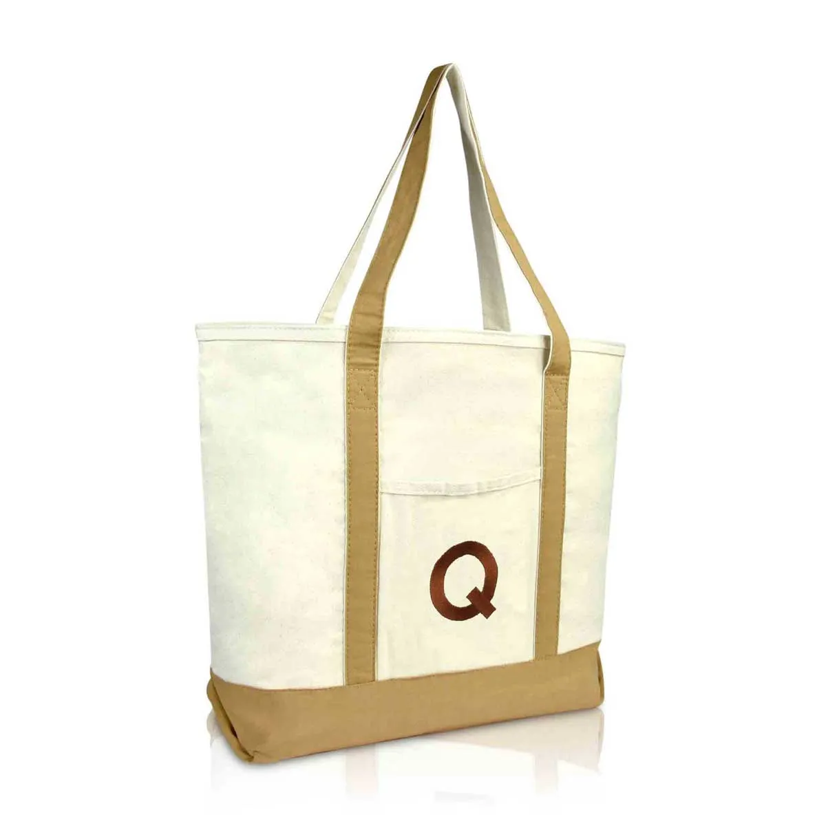 Dalix Initial Tote Bag Personalized Monogram Zippered Top Letter - Q