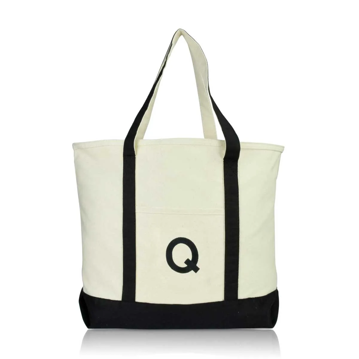 Dalix Initial Tote Bag Personalized Monogram Zippered Top Letter - Q