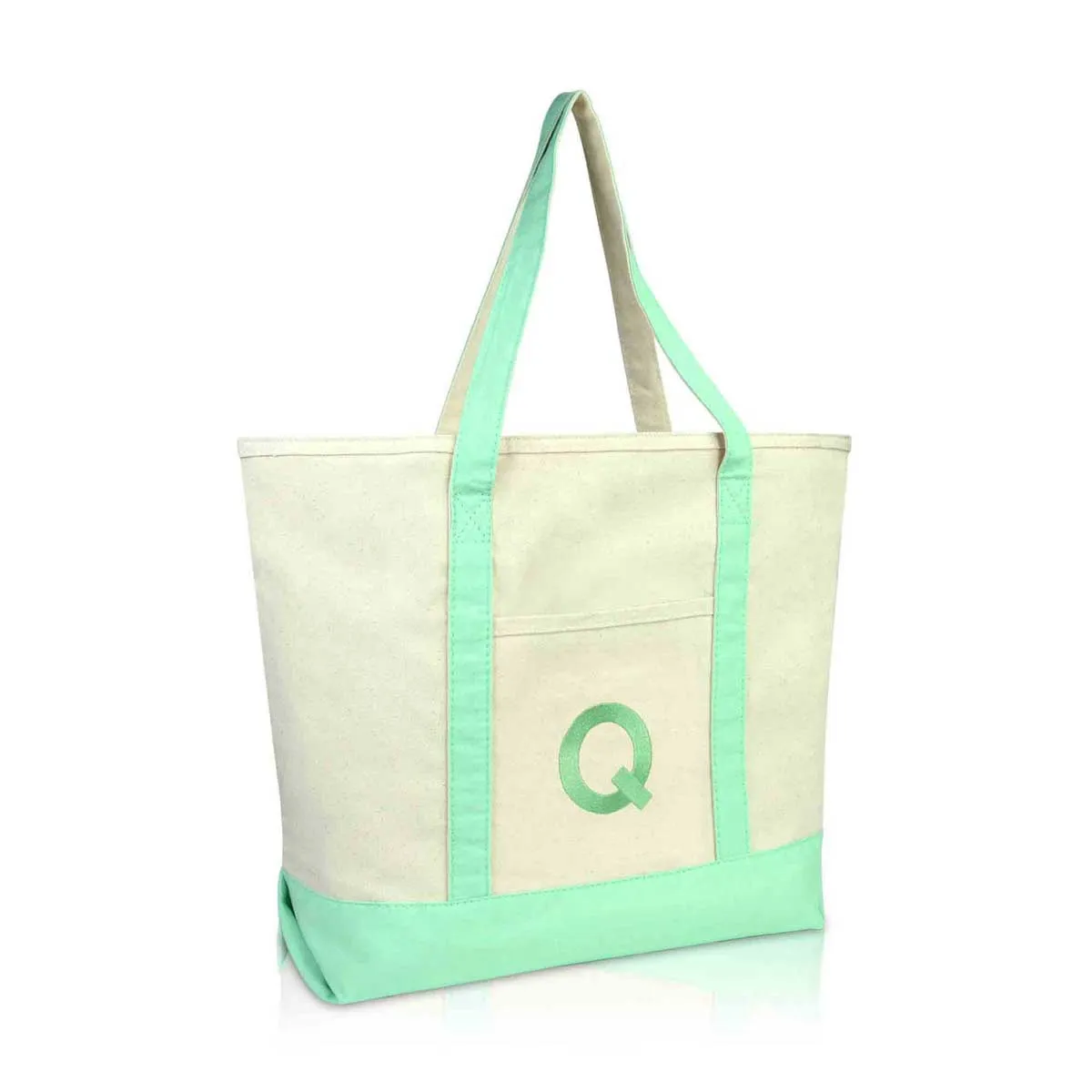 Dalix Initial Tote Bag Personalized Monogram Zippered Top Letter - Q