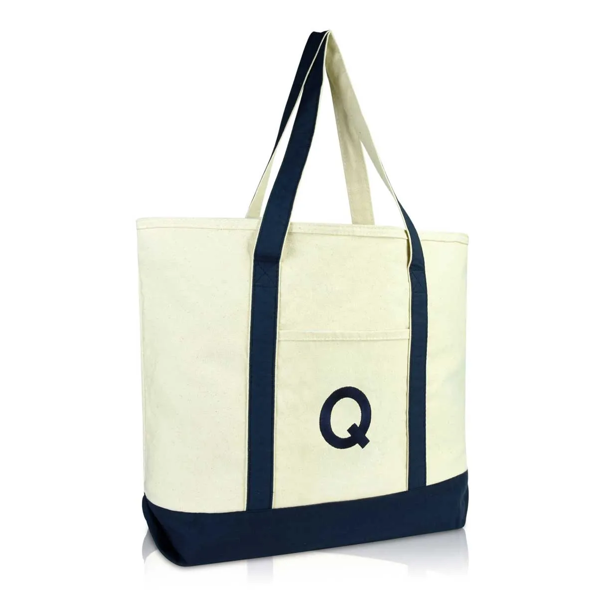 Dalix Initial Tote Bag Personalized Monogram Zippered Top Letter - Q