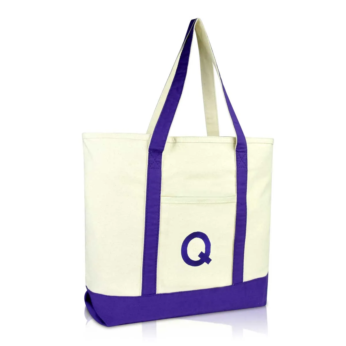 Dalix Initial Tote Bag Personalized Monogram Zippered Top Letter - Q