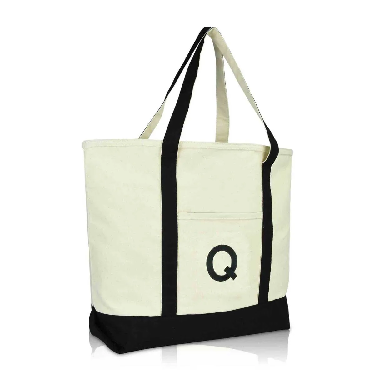 Dalix Initial Tote Bag Personalized Monogram Zippered Top Letter - Q