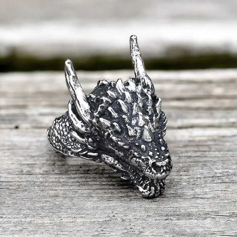 Domineering Dragon Head Stainless Steel Ring