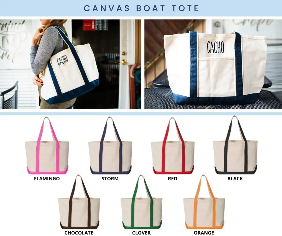 Embroidered Zip Tote Boat Tote