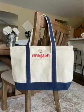 Embroidered Zip Tote Boat Tote