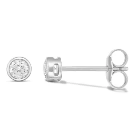 Eternal 9CT White Gold Cubic Zirconia Bezel Set Studs