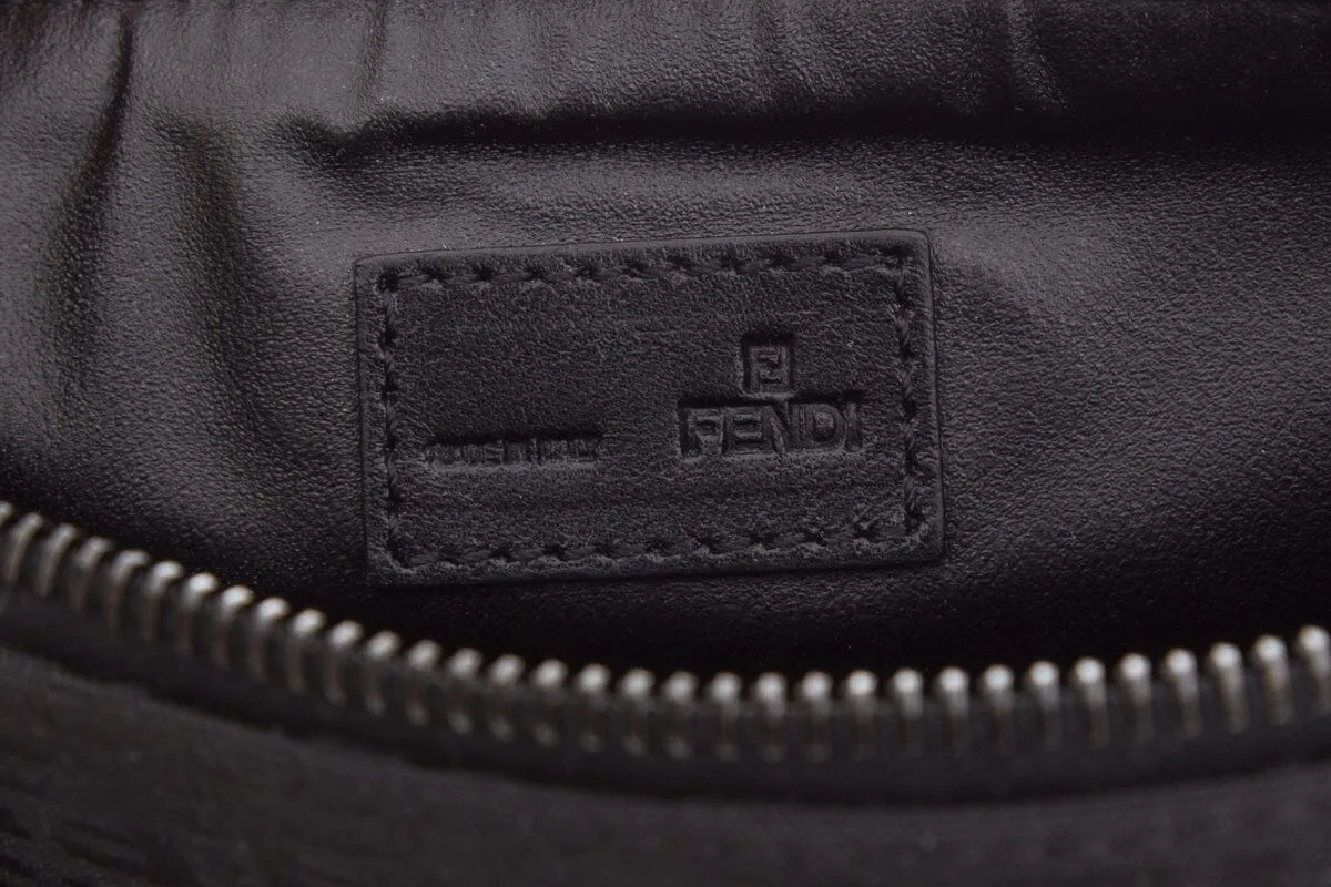 Fendi Black Zucca Zip Pouch