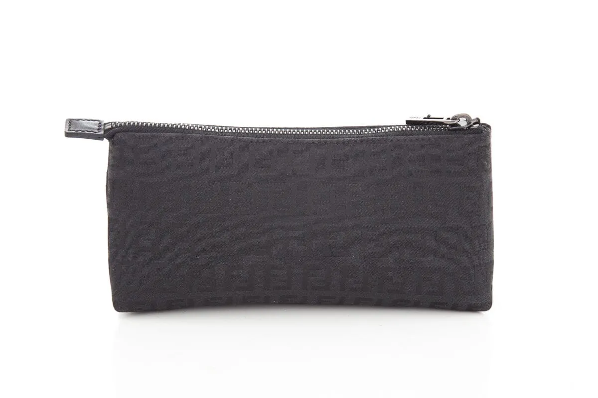 Fendi Black Zucca Zip Pouch