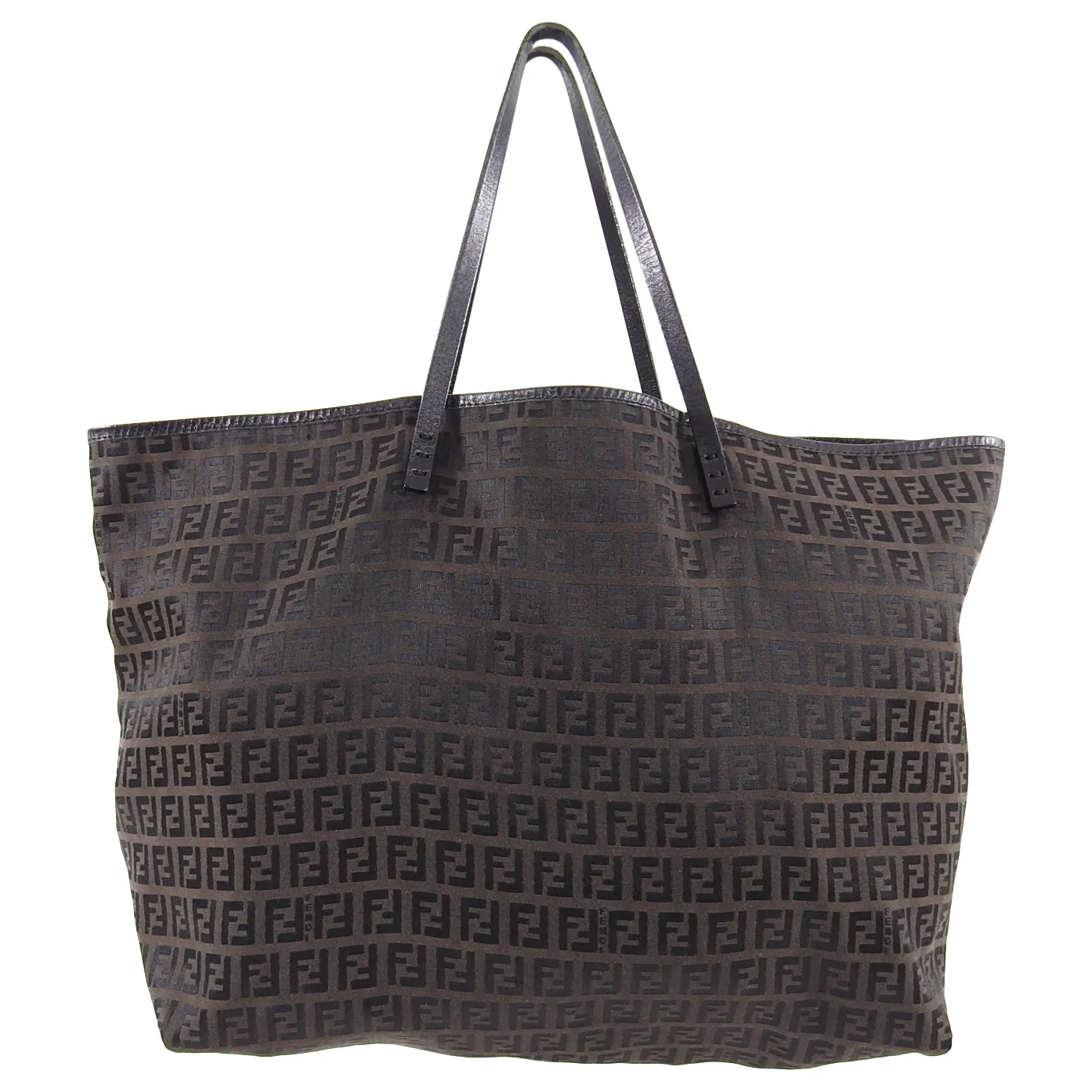 Fendi Brown Zucca Jacquard Fabric Large Floppy Tote Bag