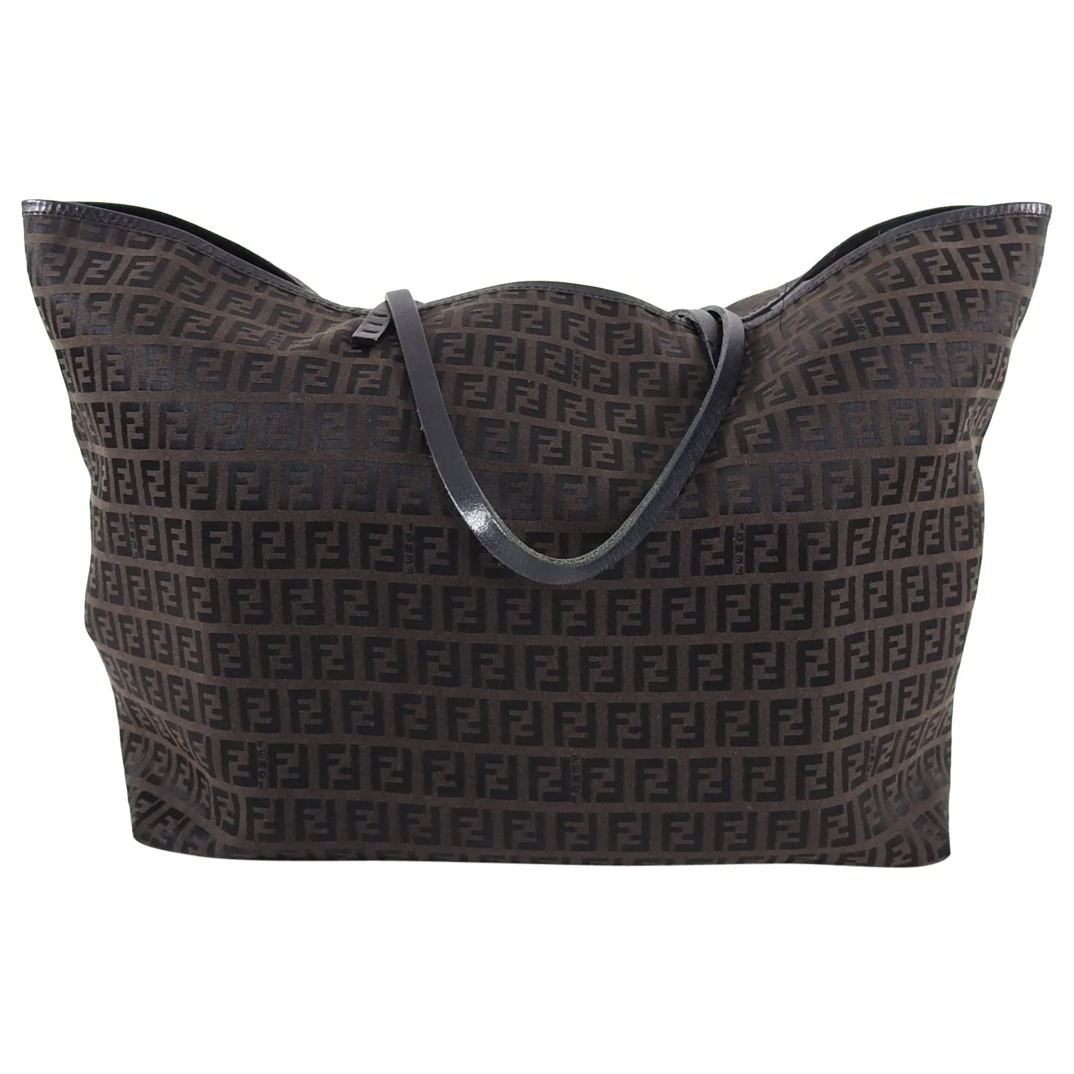 Fendi Brown Zucca Jacquard Fabric Large Floppy Tote Bag