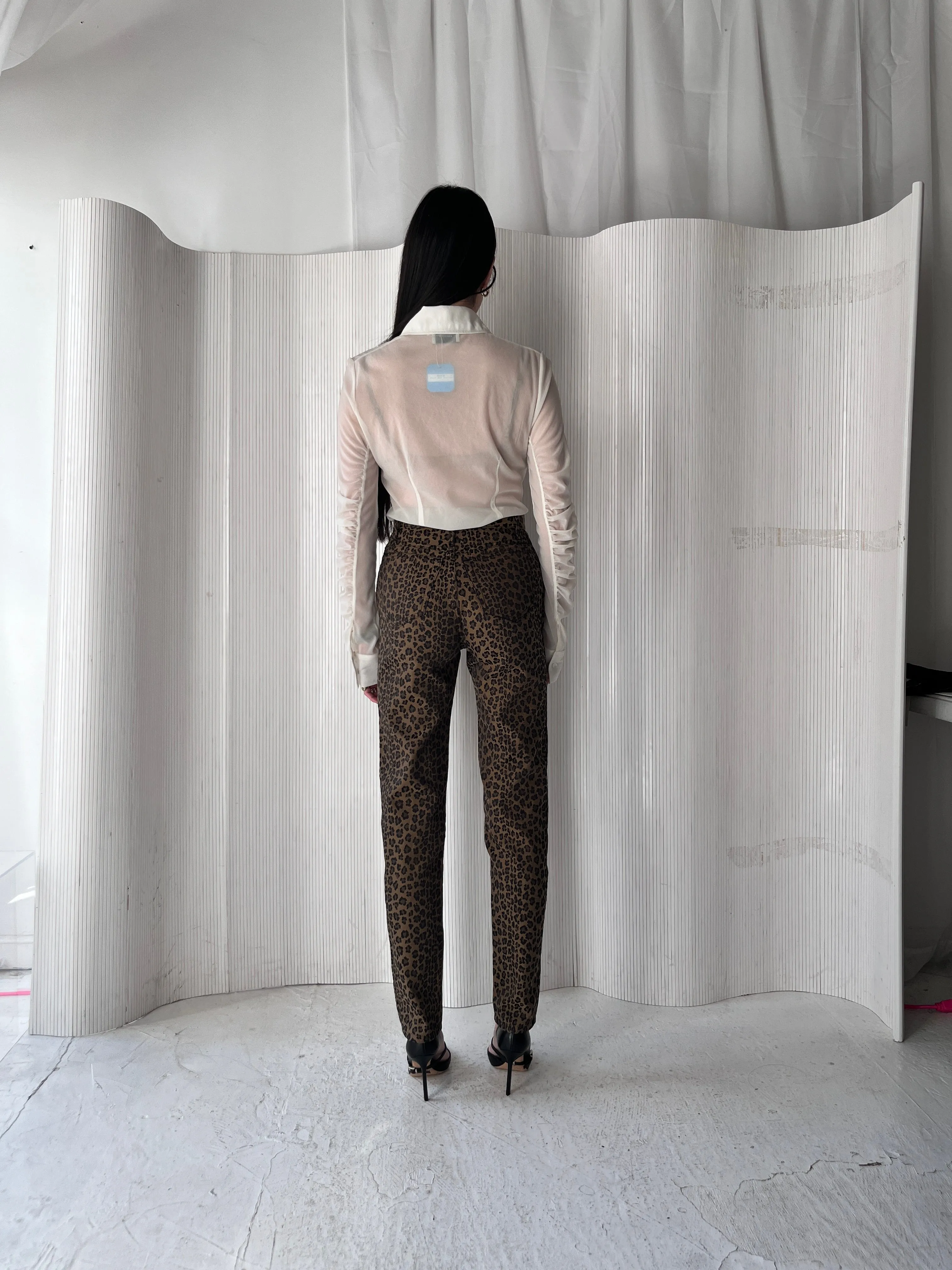 Fendi High Waist Leopard Print Jeans