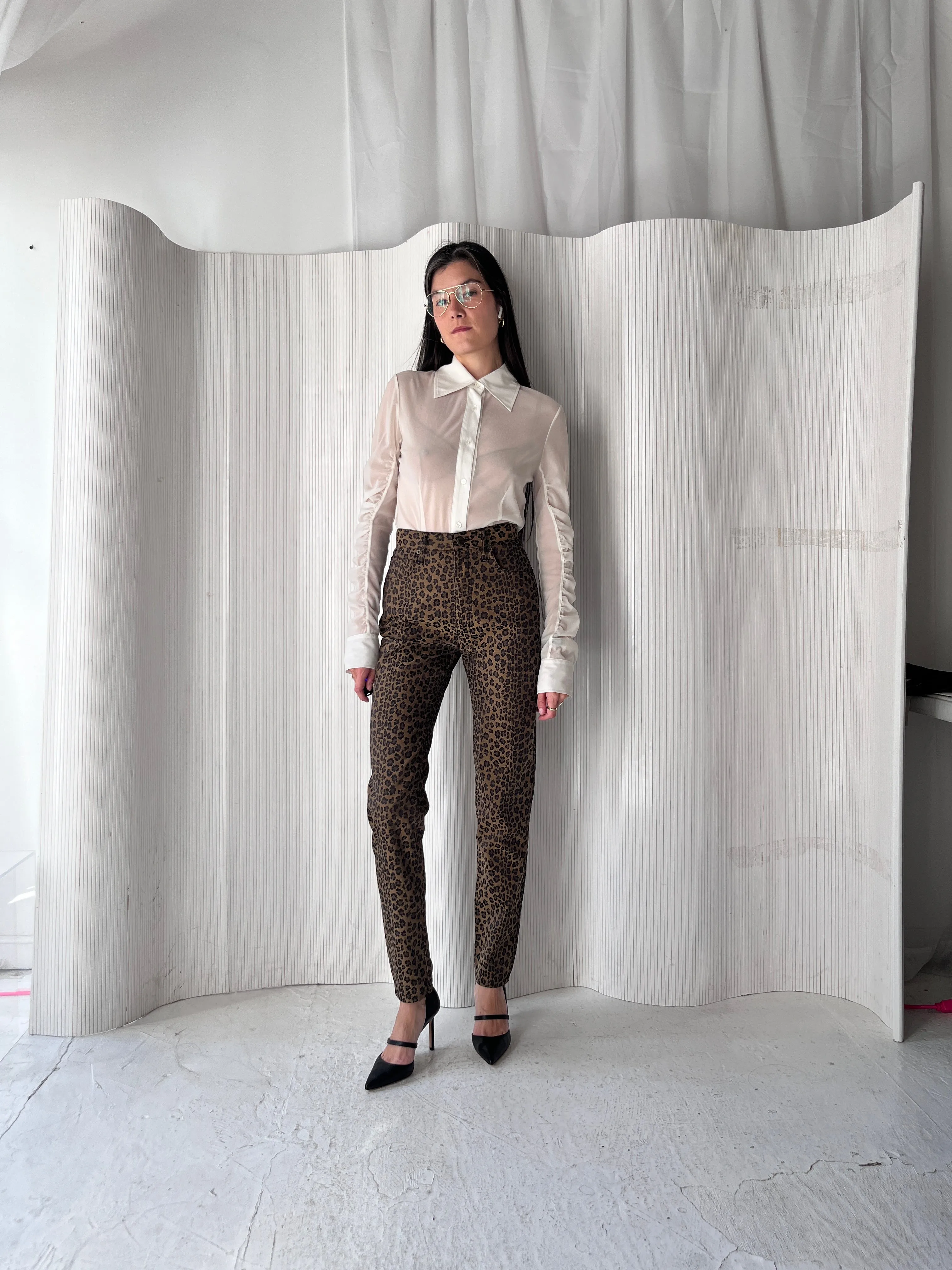 Fendi High Waist Leopard Print Jeans