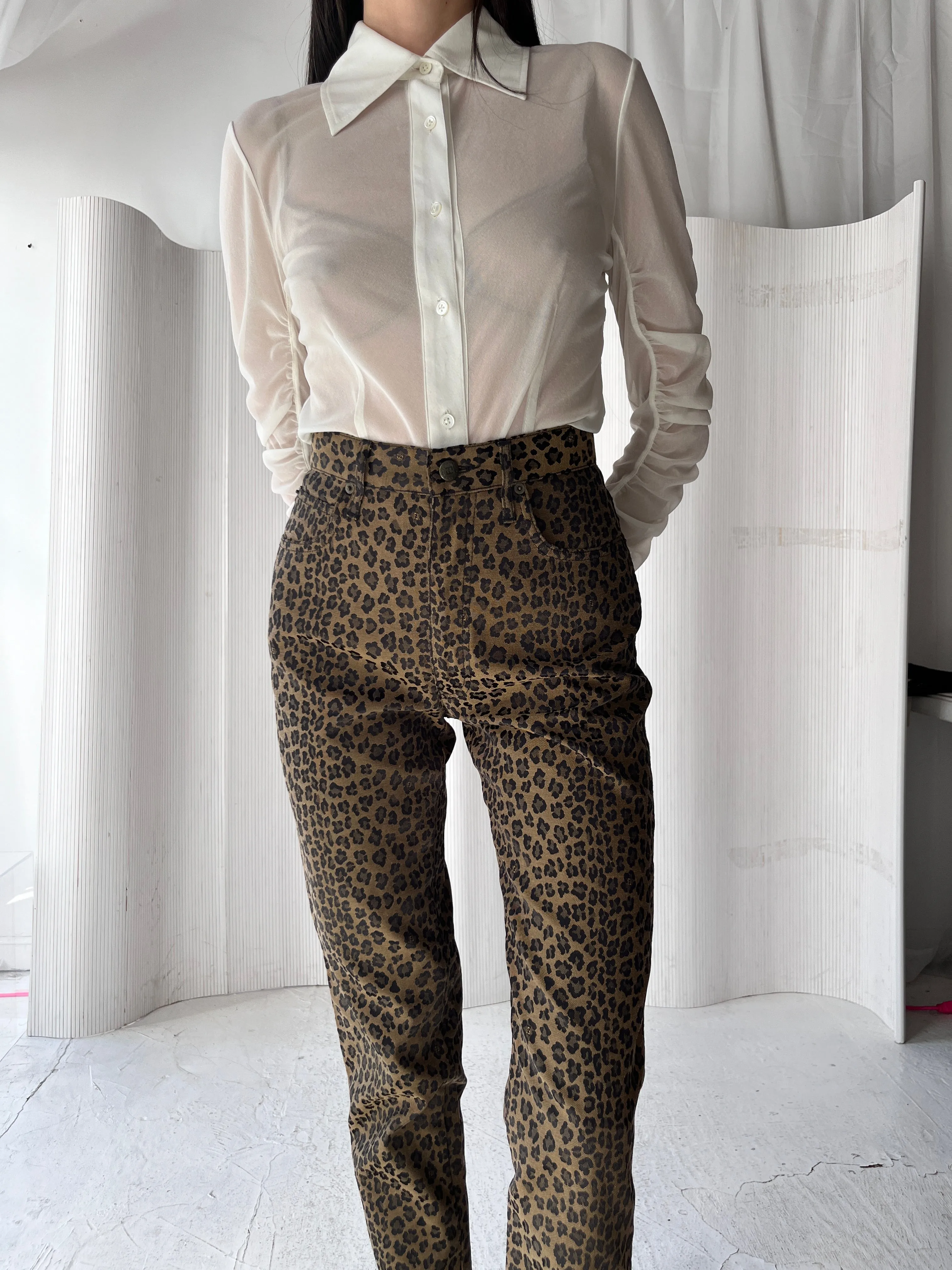 Fendi High Waist Leopard Print Jeans