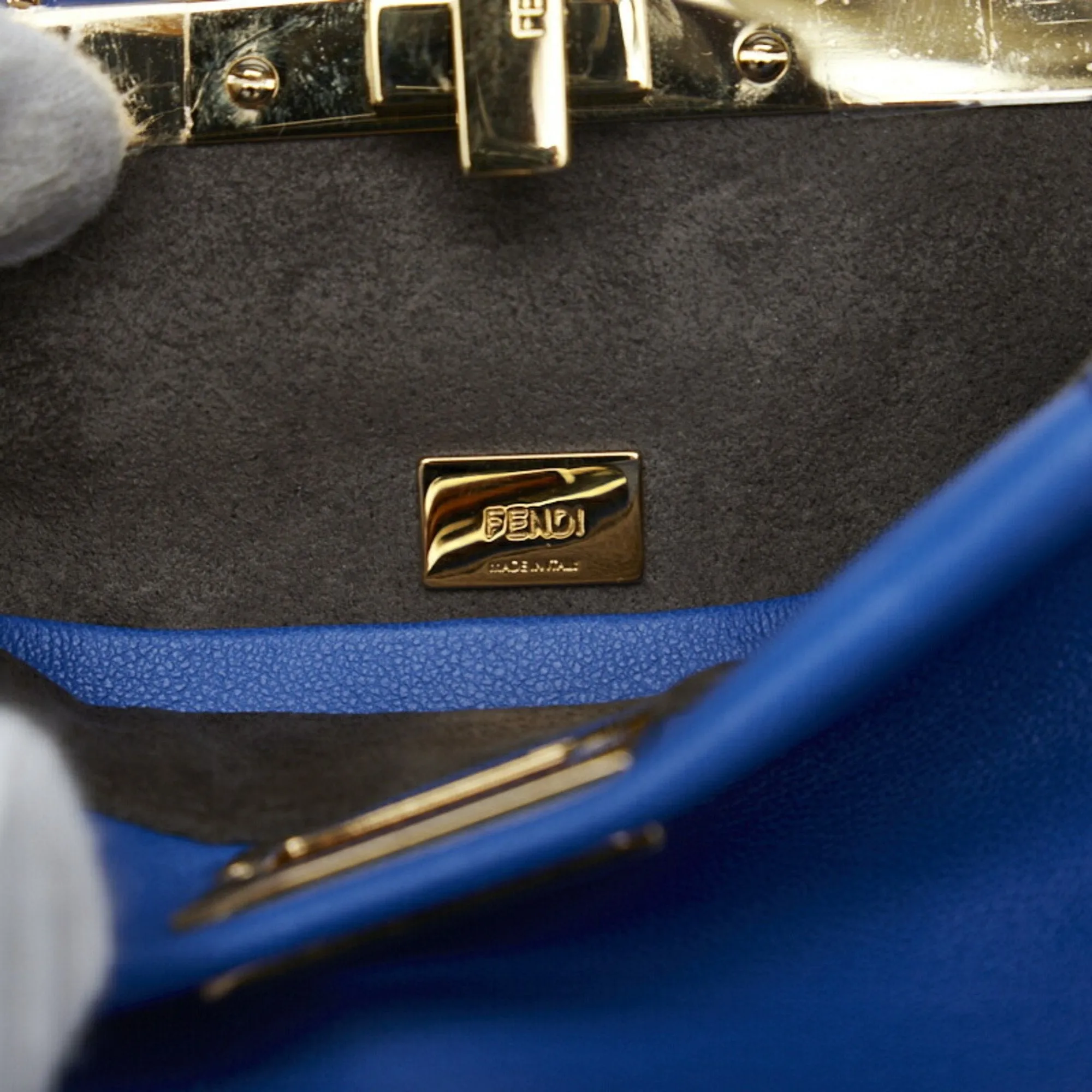 FENDI Micro Peekaboo Handbag 8M0355 Blue Leather Ladies