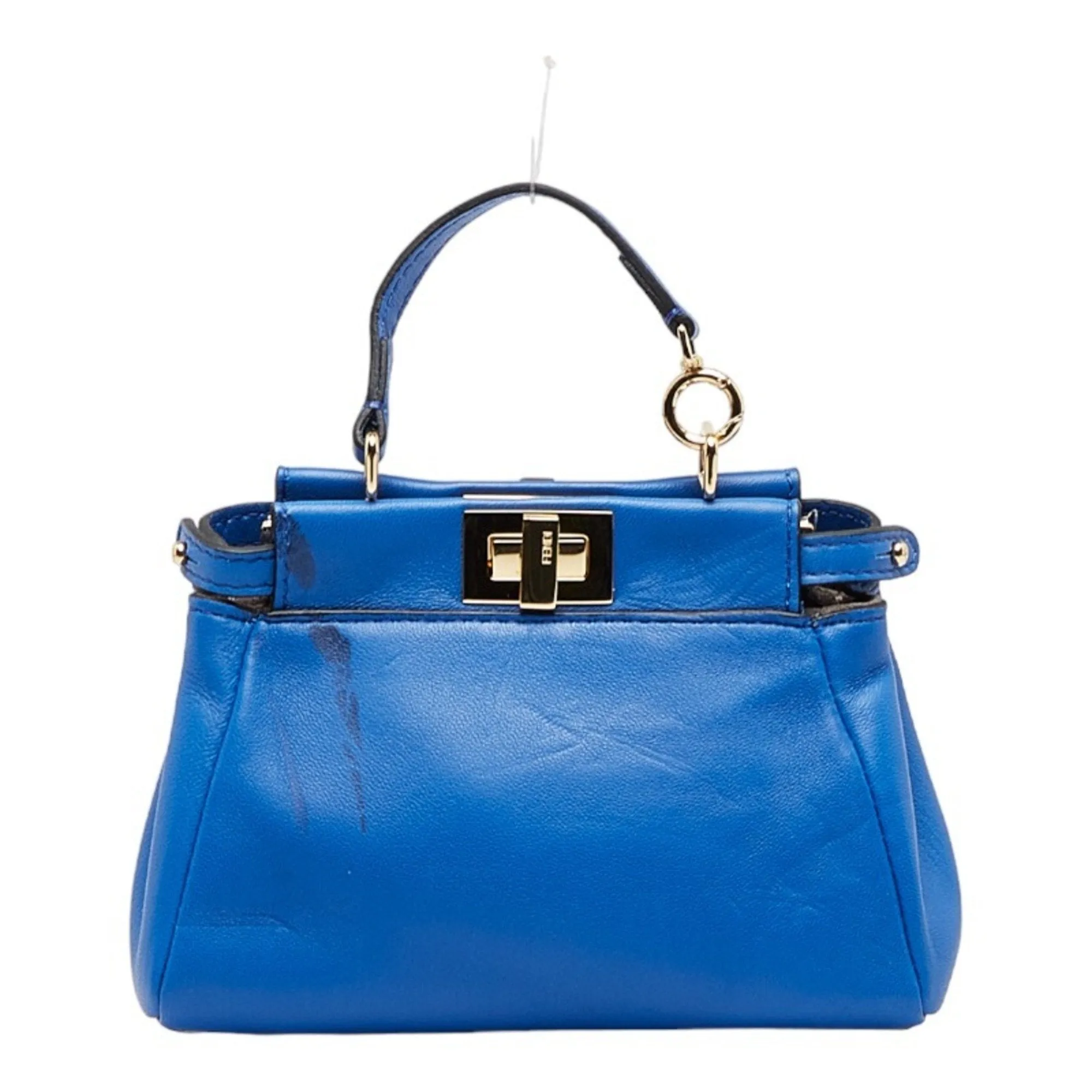 FENDI Micro Peekaboo Handbag 8M0355 Blue Leather Ladies