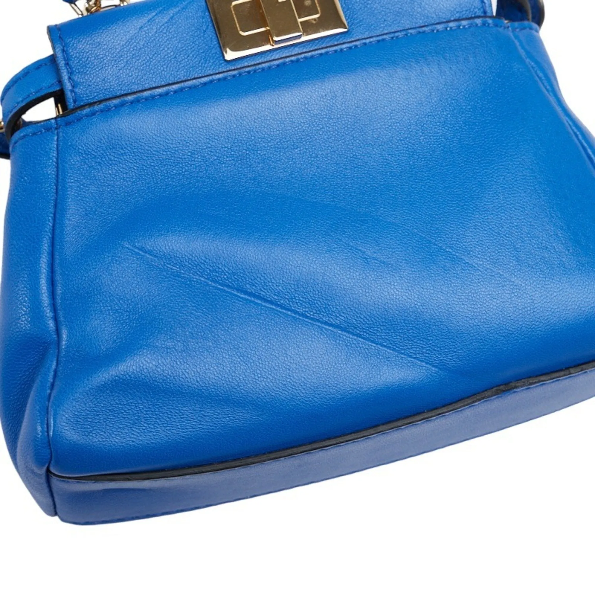 FENDI Micro Peekaboo Handbag 8M0355 Blue Leather Ladies