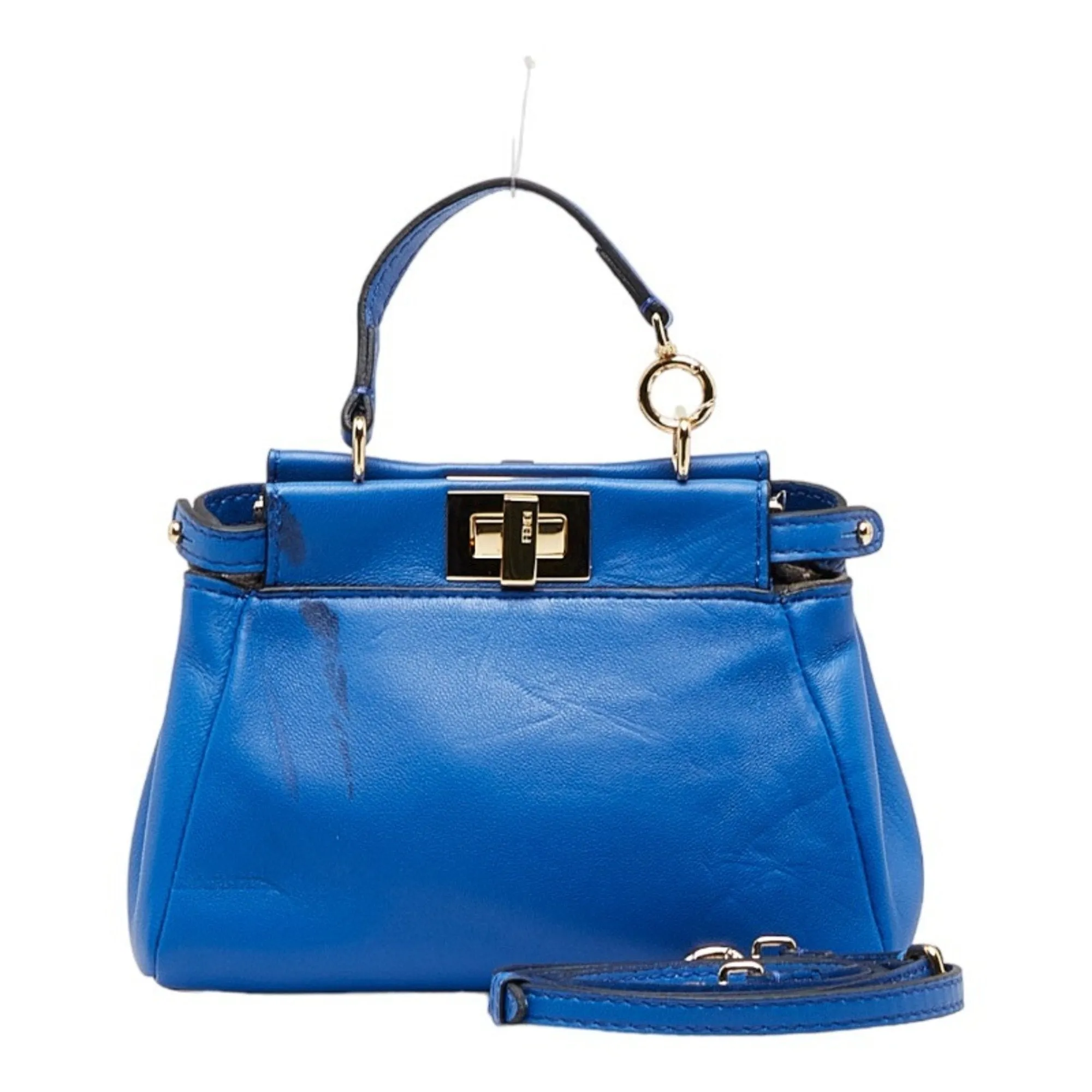 FENDI Micro Peekaboo Handbag 8M0355 Blue Leather Ladies