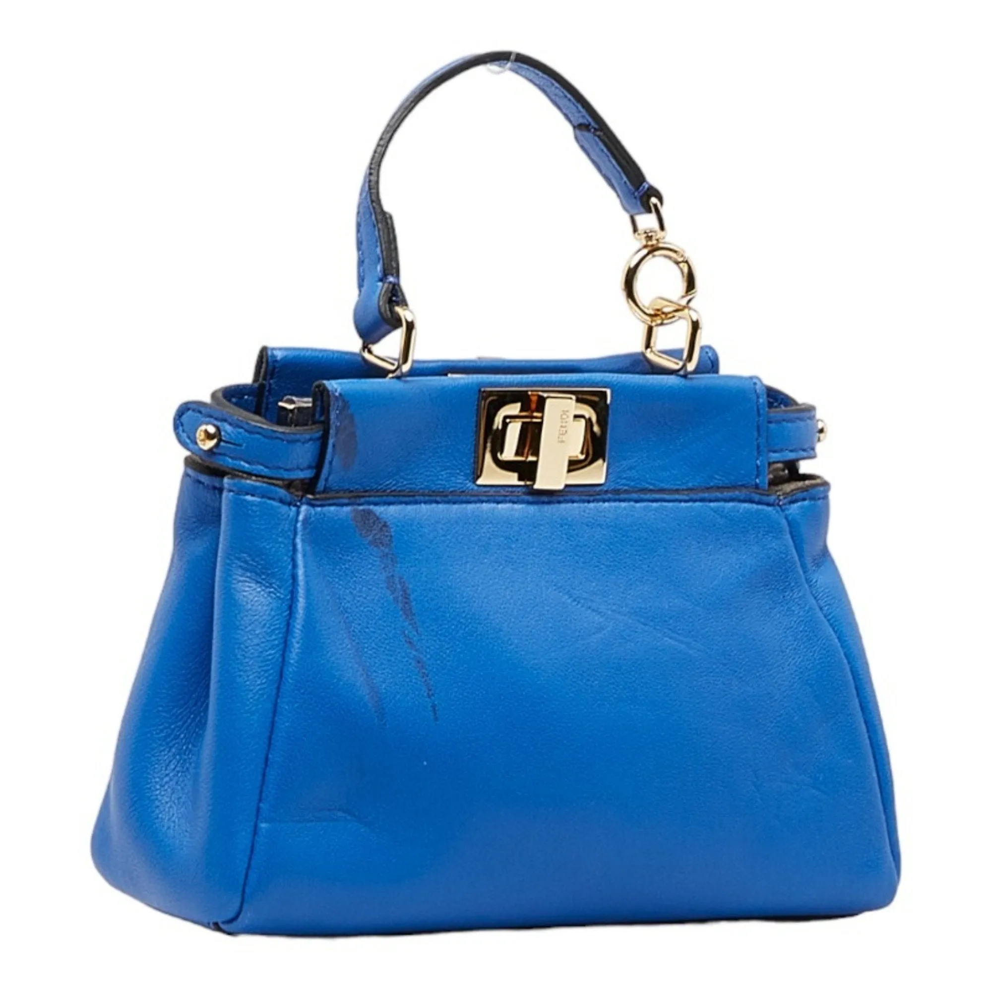 FENDI Micro Peekaboo Handbag 8M0355 Blue Leather Ladies