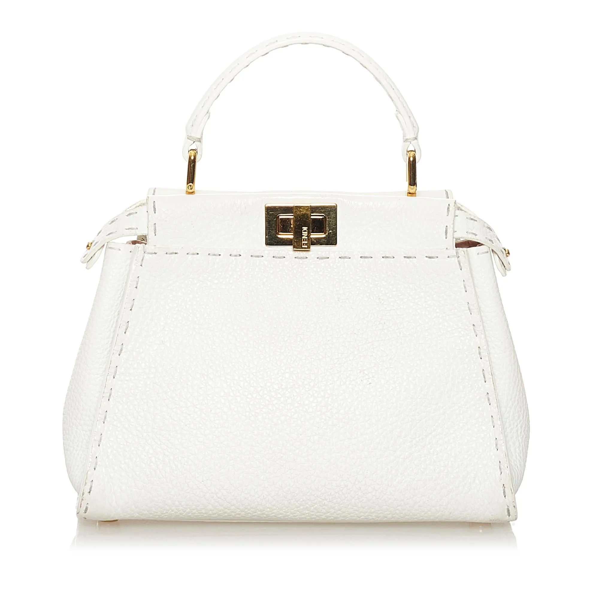 Fendi Mini Selleria Peekaboo Leather Satchel (SHG-34091)