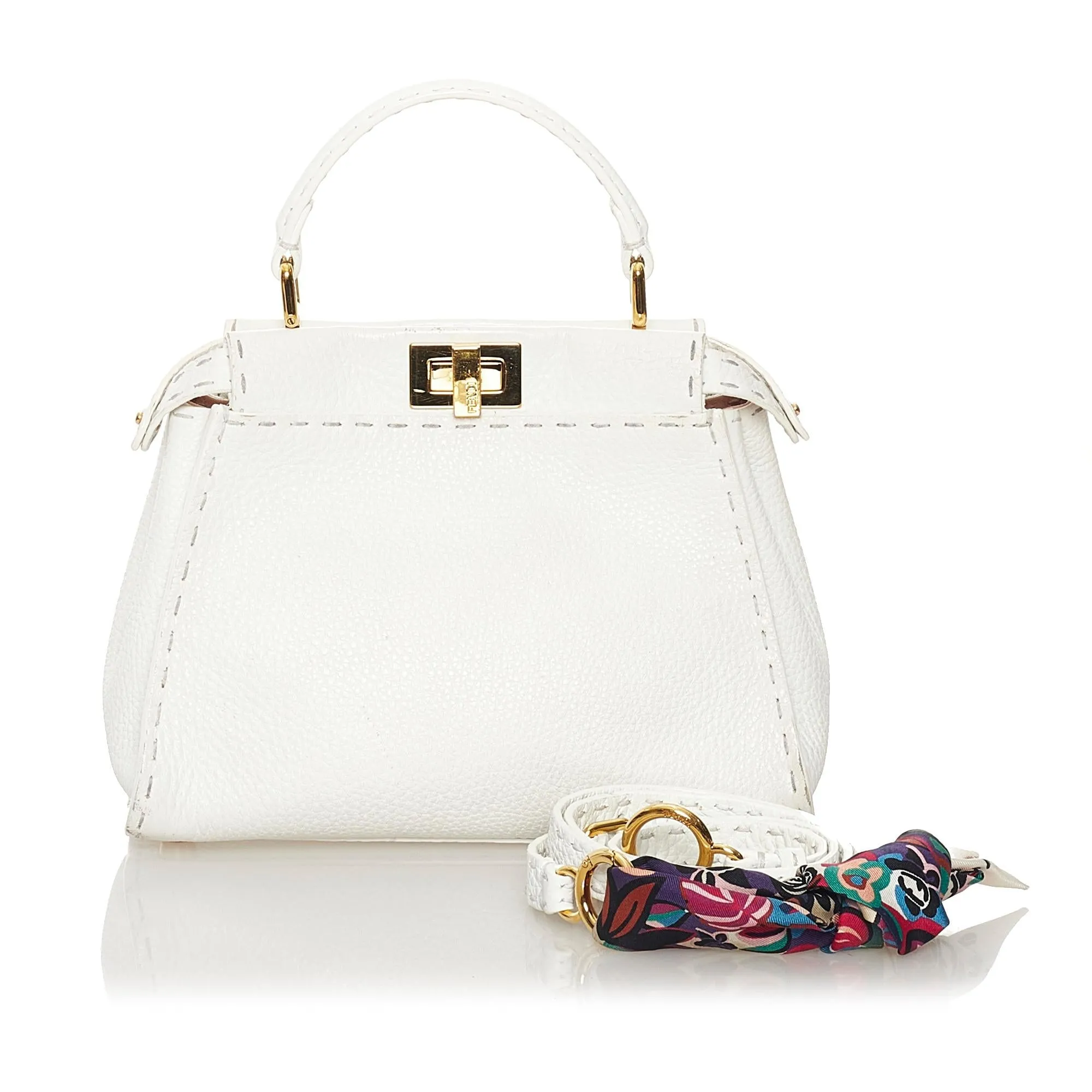 Fendi Mini Selleria Peekaboo Leather Satchel (SHG-34091)