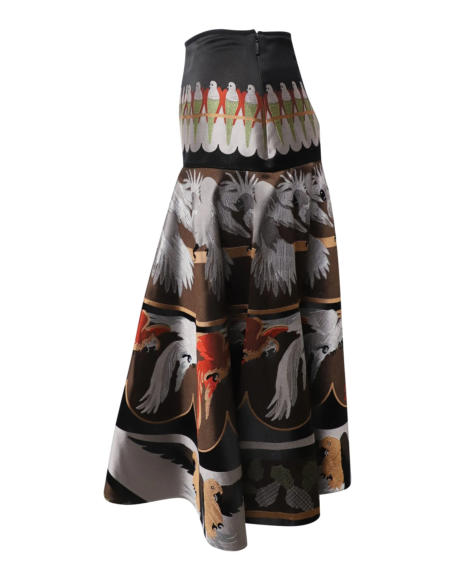 Fendi Parrot Print Skirt in Multicolor Silk