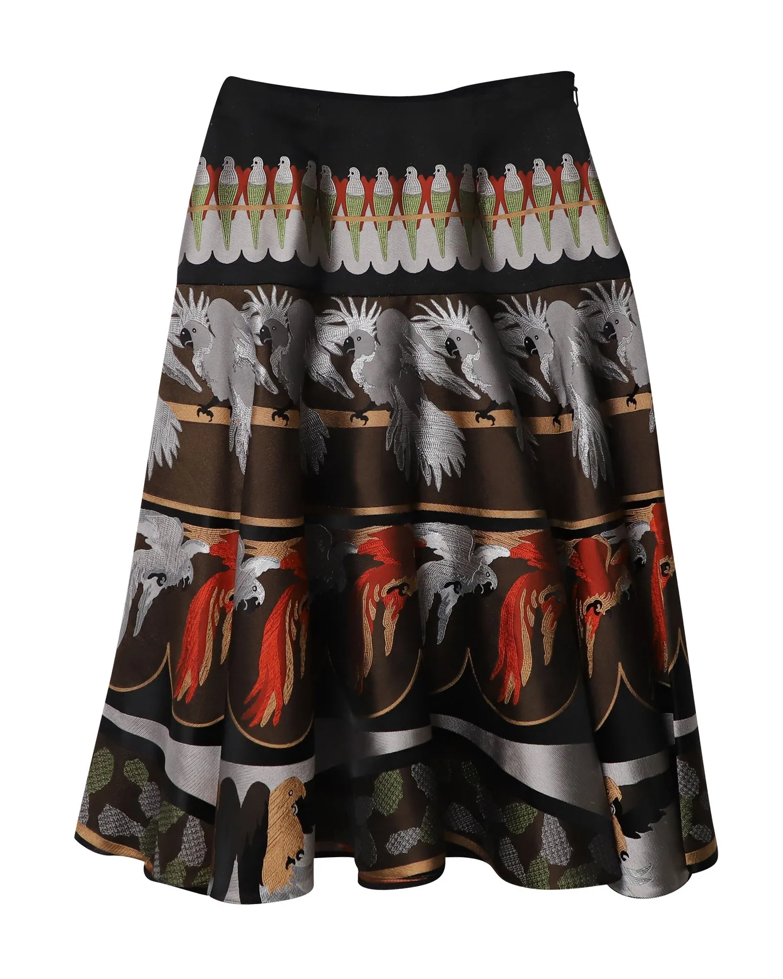 Fendi Parrot Print Skirt in Multicolor Silk