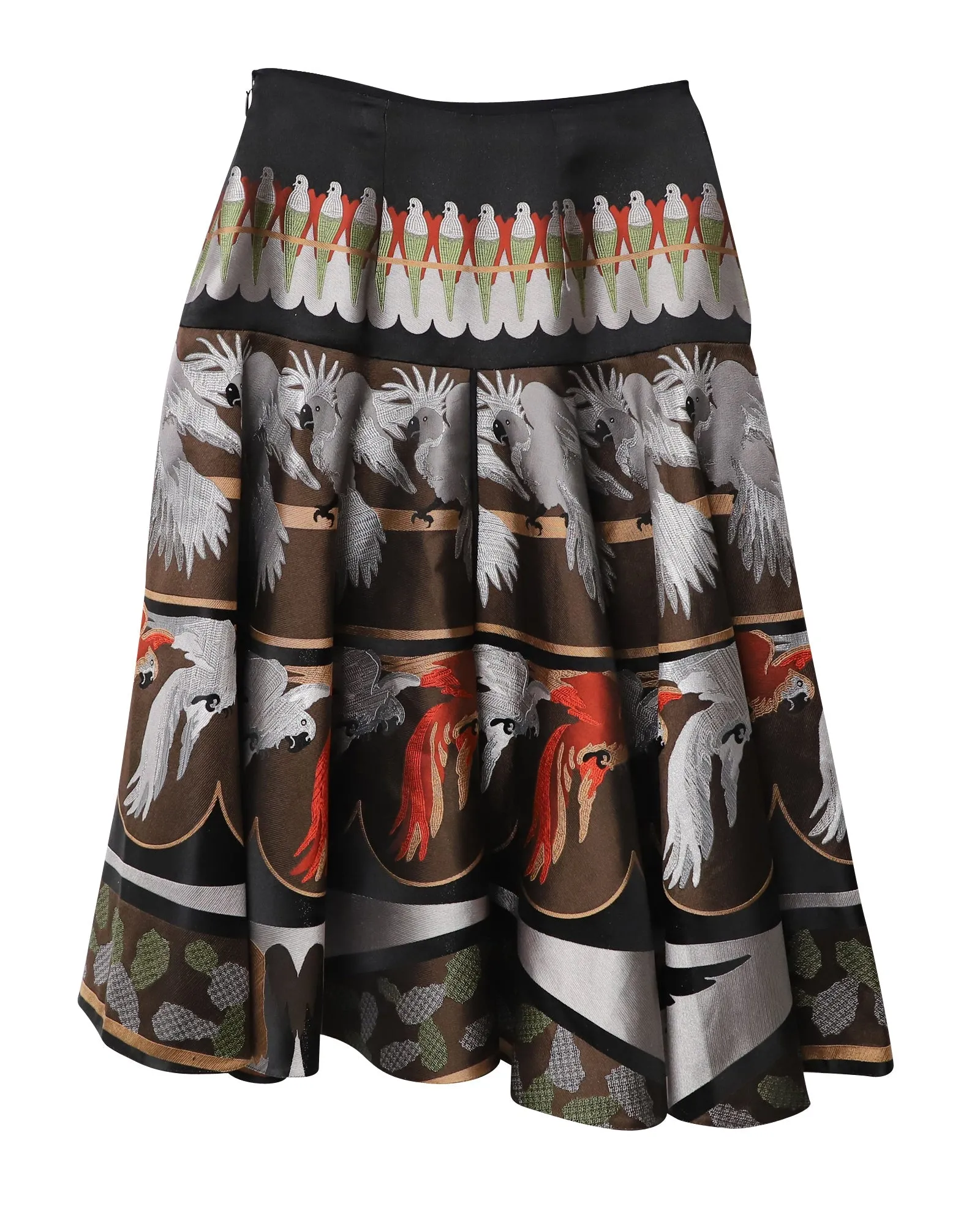 Fendi Parrot Print Skirt in Multicolor Silk