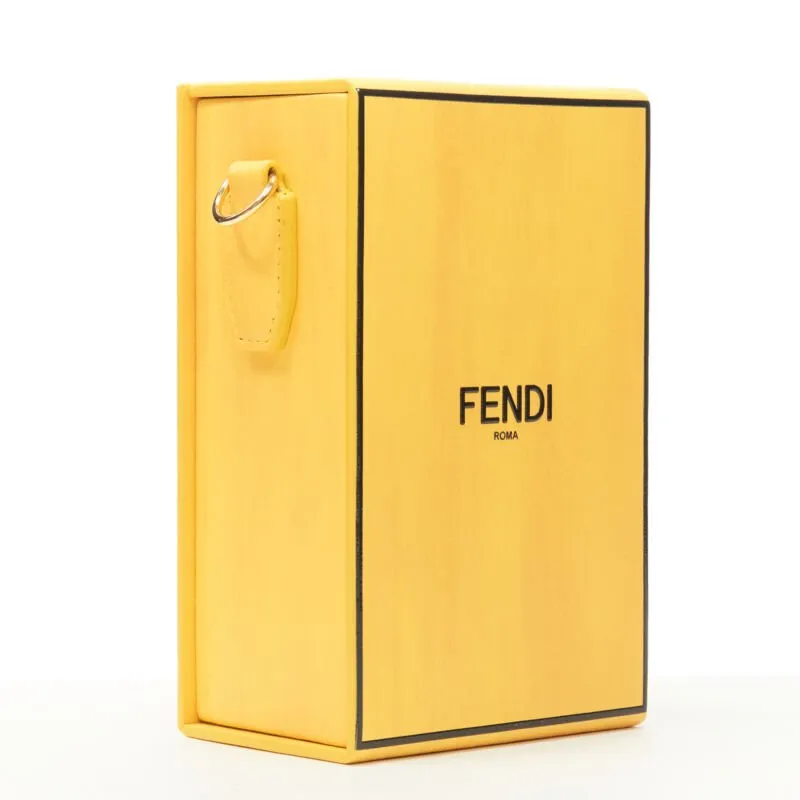 FENDI Vertical Box signature yellow black crossbody structured bag