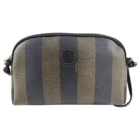 Fendi Vintage 1990's Pequin Stripe Small Coated Canvas Crossbody Bag