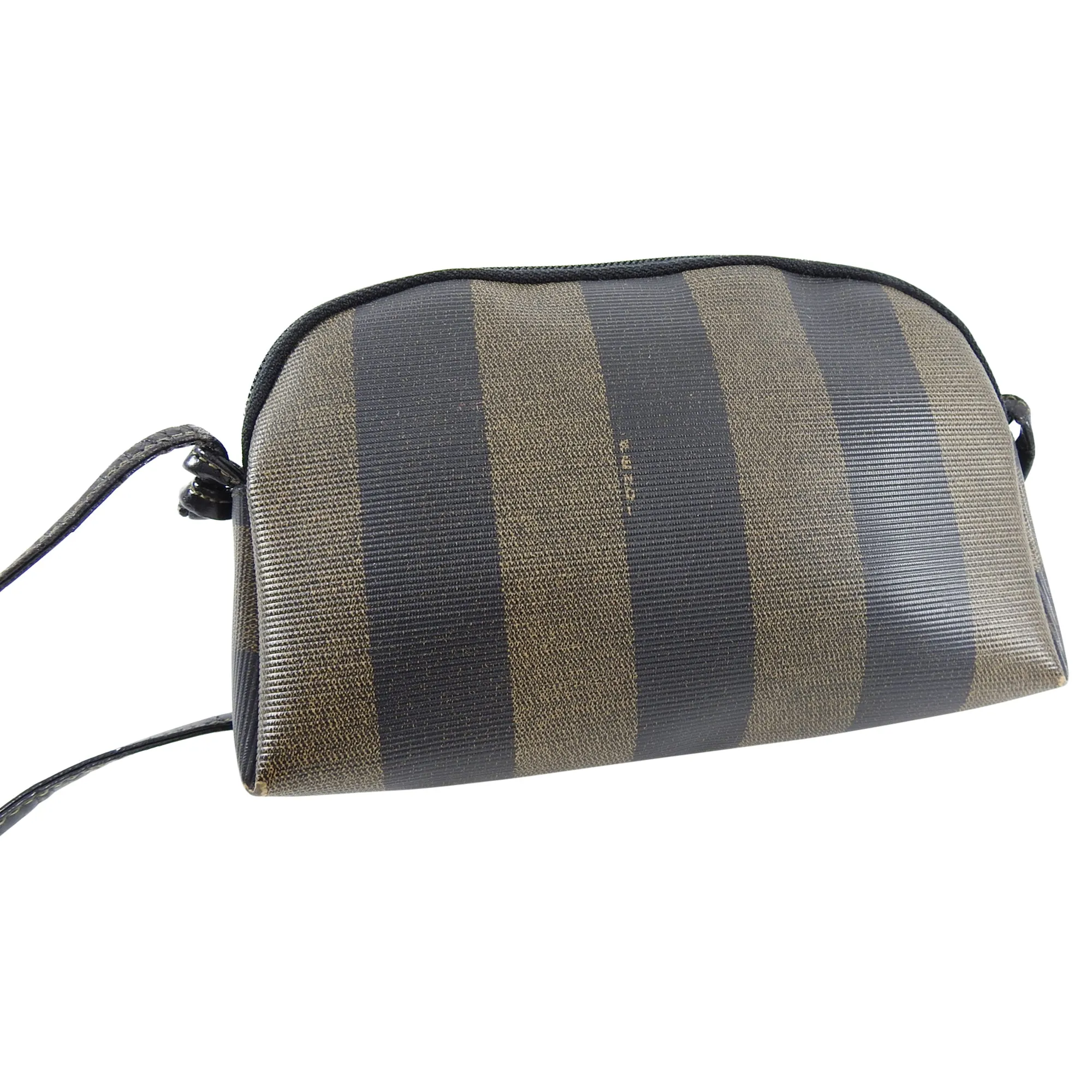 Fendi Vintage 1990's Pequin Stripe Small Coated Canvas Crossbody Bag