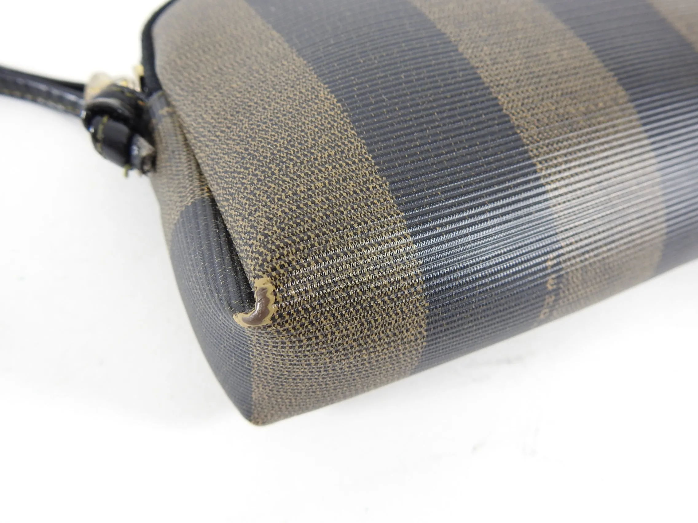 Fendi Vintage 1990's Pequin Stripe Small Coated Canvas Crossbody Bag