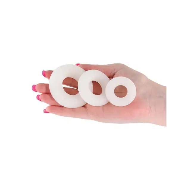 Firefly Glow in the Dark Bubble Cock Rings - White, Pack of 3