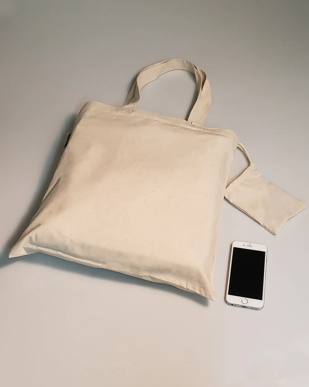 Foldable Cotton Tote Bags w/ Drawstring Pouch - TB118