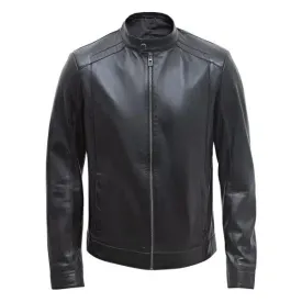 Genuine Black Leather Men's Motorcycle Slim Fit Jacket