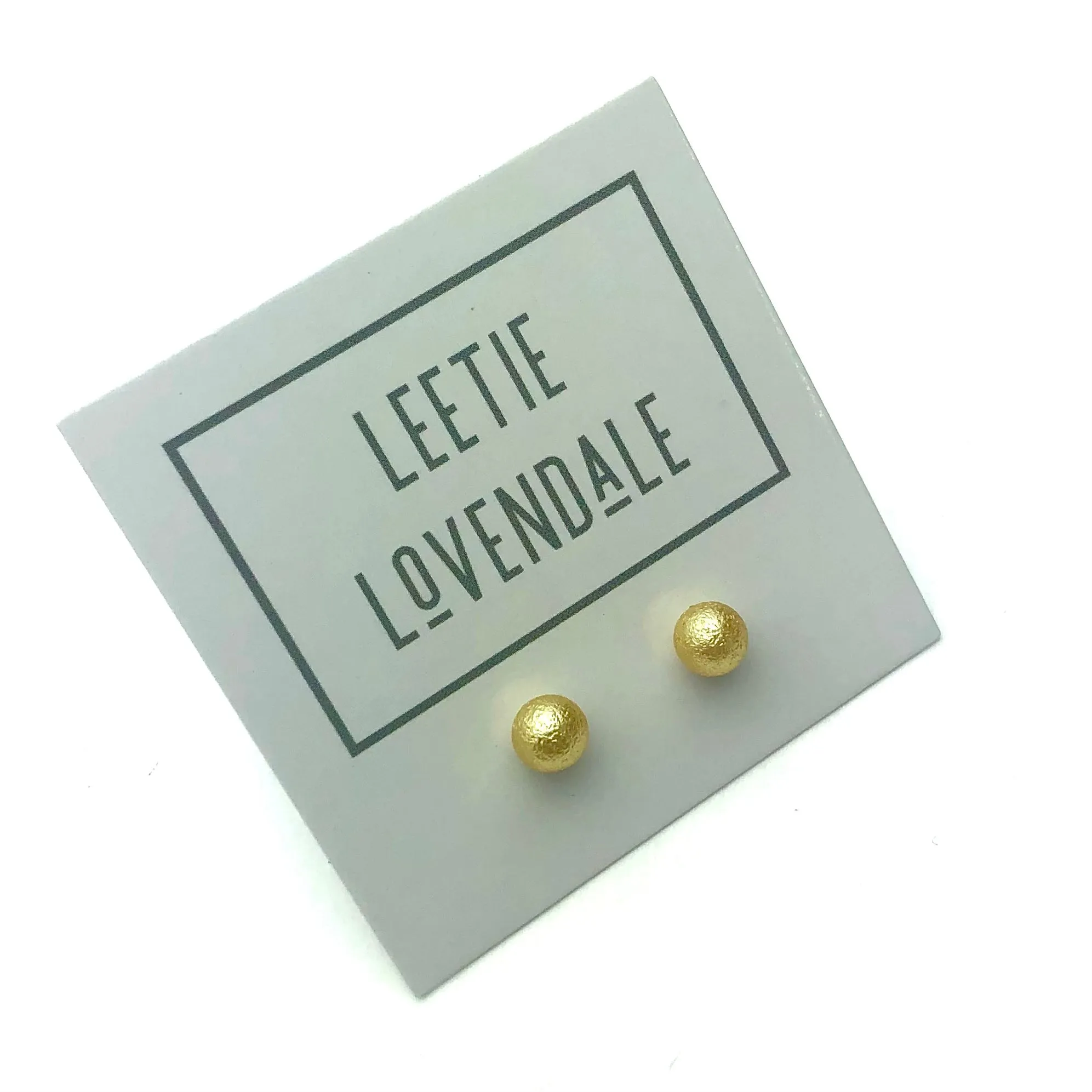 Gold Pitted Lucite Mini Ball Stud Earrings